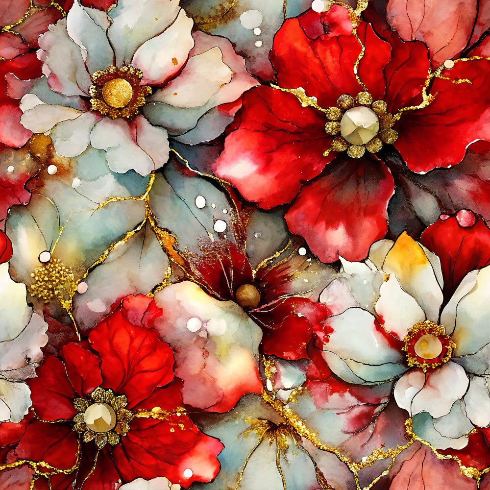 Gilded Poinsettia Reverie Pattern 3 Minky Fabric