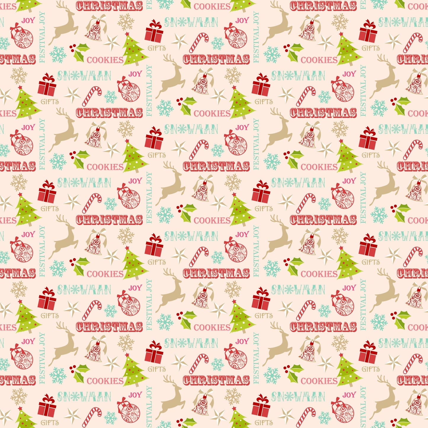 Christmas Love Pattern 9 Quilting Cotton Fabric