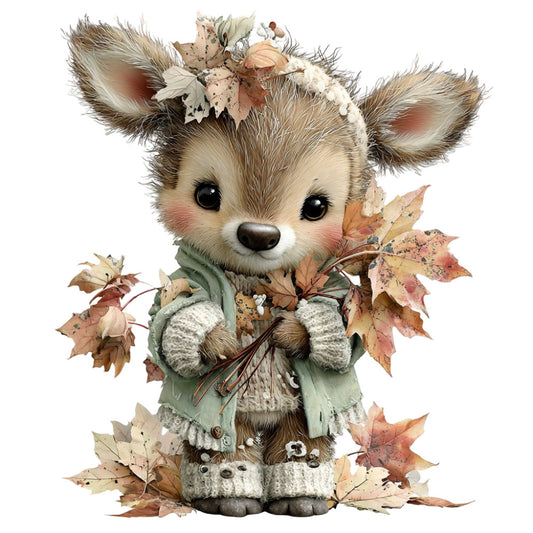 autumn, fall, woodland, deer, fawn, cute animals, whimsical, children's, baby, cream, tan, beige, sage green, rust, burnt orange, taupe, soft colors, pastel, floral, leaves, maple leaves, nature, seasonal, cozy, gentle, sweet, soft, warm tones, rustic, storybook