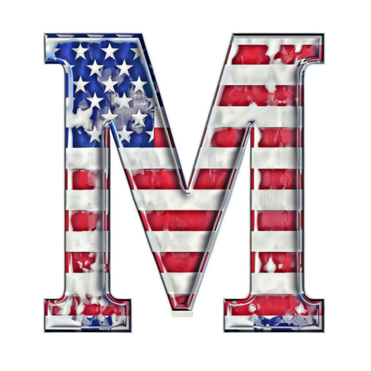 Grunge American Flag Alphabet Fabric Panel 20