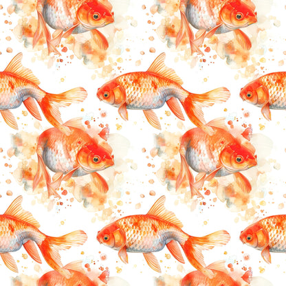 Watercolor Fish Pattern 16 Quilting Cotton Fabric
