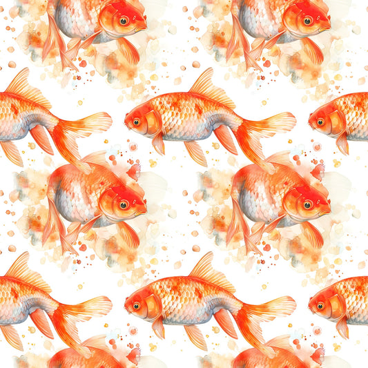 Watercolor Fish Pattern 16 Quilting Cotton Fabric