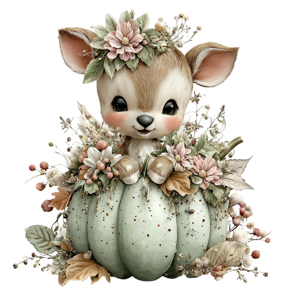 cute deer, fawn, woodland animals, floral, pink flowers, white flowers, cream flowers, sage green, dusty green, soft green, pale pink, blush pink, cream, beige, tan, brown, nature, whimsical, vintage, botanical, spring, garden, pastel colors, delicate flowers, berries, leaves, baby quilt, nursery, feminine, cottagecore