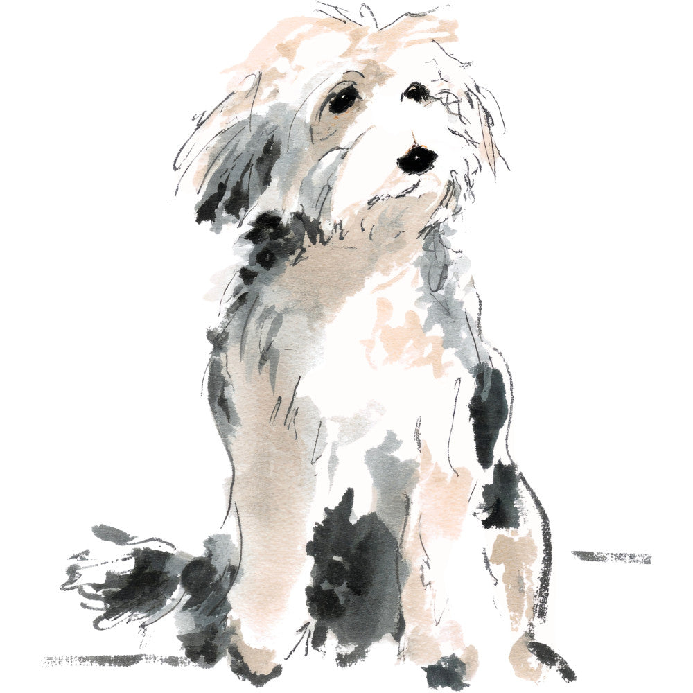 Handdrawn Doodle Dog Fabric Panel 42