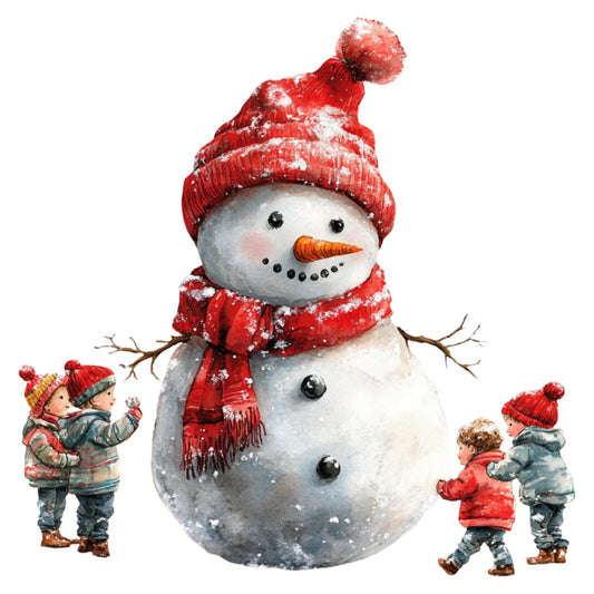 Watercolor Christmas Scene Fabric Panel 26