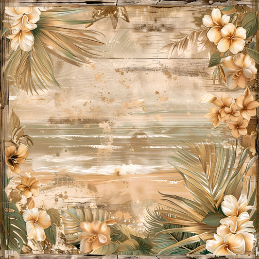 Tropical Beach Scenes Fabric Panel 6