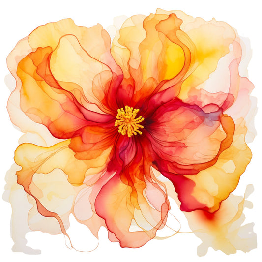 Alcohol Ink Flower Fabric Panel 10