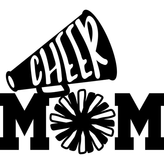 cheer, megaphone, cheerleader, school spirit, black and white, monochrome, sports, pom poms, motivational, encouragement, team spirit, athletic, high school, college, youth, modern, bold, graphic, contemporary, text design, typography, dynamic, energetic, spirited, activity wear, cheerleading squad, game day, competitive, inspirational, fan apparel
