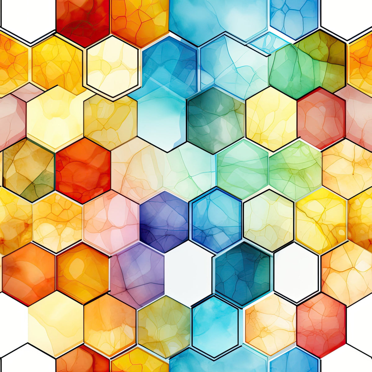 Painted Hexies Pattern 3 Minky Fabric