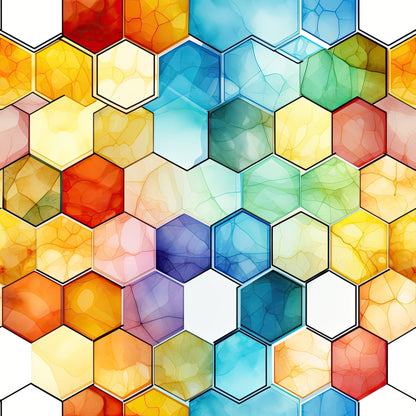 Painted Hexies Pattern 3 Minky Fabric