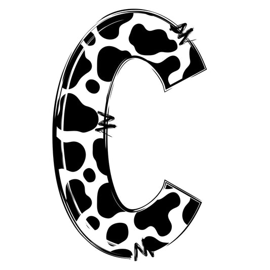 Cow Print Alphabet Fabric Panel 9