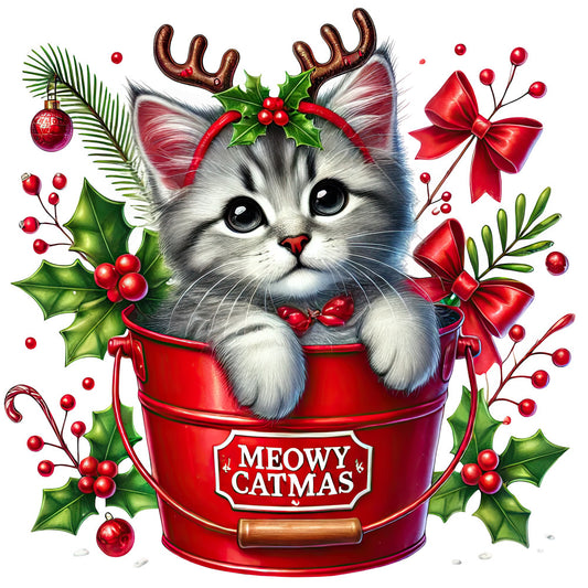 Meowy Christmas Fabric Panel 20