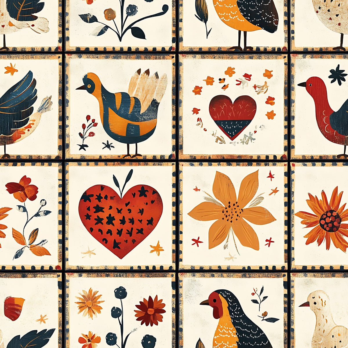 Folk Harvest Pattern 2 Minky Fabric