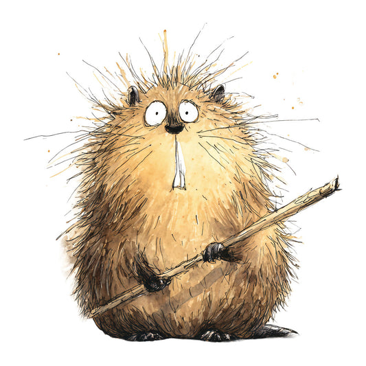 tan, brown, cream, golden yellow, whimsical, cartoon, cute animals, hedgehog, nature, woodland, forest animals, spiky, illustration style, quirky, playful, children's, kid's fabric, nursery, storybook, artistic, hand drawn, watercolor, humorous, funny animals, branch, stick, autumn, fall, rustic, modern whimsical