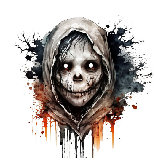 skull, grim reaper, gothic, dark, horror, halloween, spooky, macabre, skeleton, death, charcoal gray, black, cream, blood red, rust orange, watercolor, splatter, ink splash, abstract, grunge, edgy, alternative, dark art, supernatural, creepy, scary, decorative panel, wall art, fabric art, moody