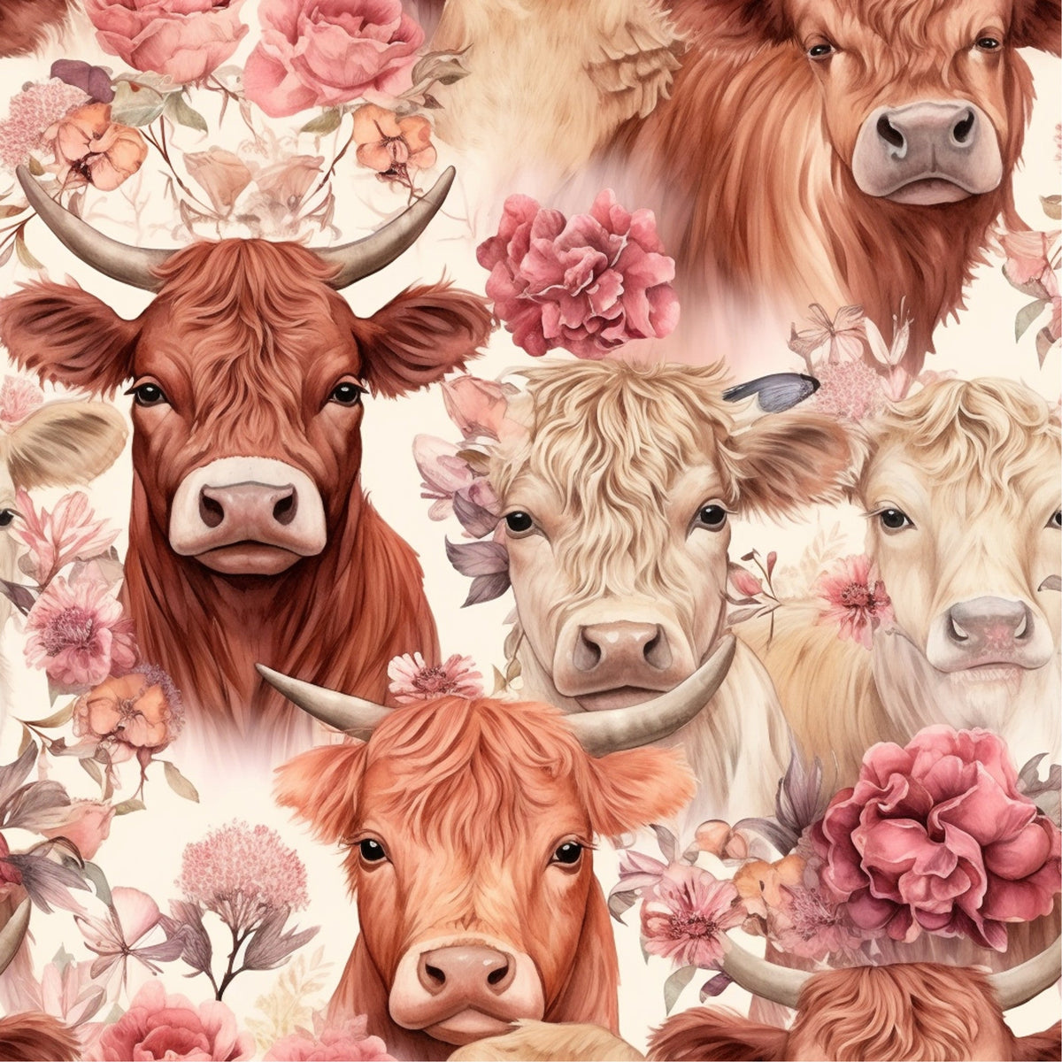 Blooming Bovines Pattern 13 Minky Fabric