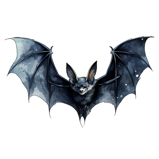 bat, navy blue, dark blue, charcoal gray, midnight blue, black, wings, flying mammals, halloween, spooky, gothic, whimsical, celestial, night sky, starry, detailed illustration, animal print, nocturnal, autumn, fall, horror themed, dark aesthetic, fantasy, magical, creatures, embellished, intricate details, moody, dramatic