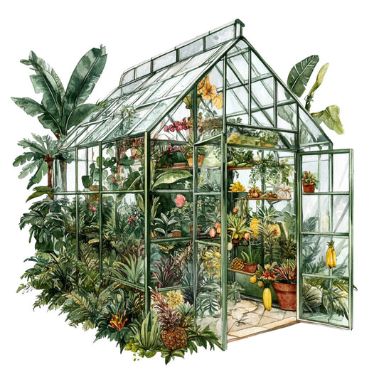 Watercolor Greenhouse Fabric Panel 9