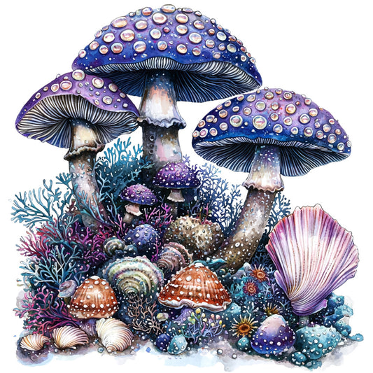 Underwater Mushrooms Fabric Panel 14