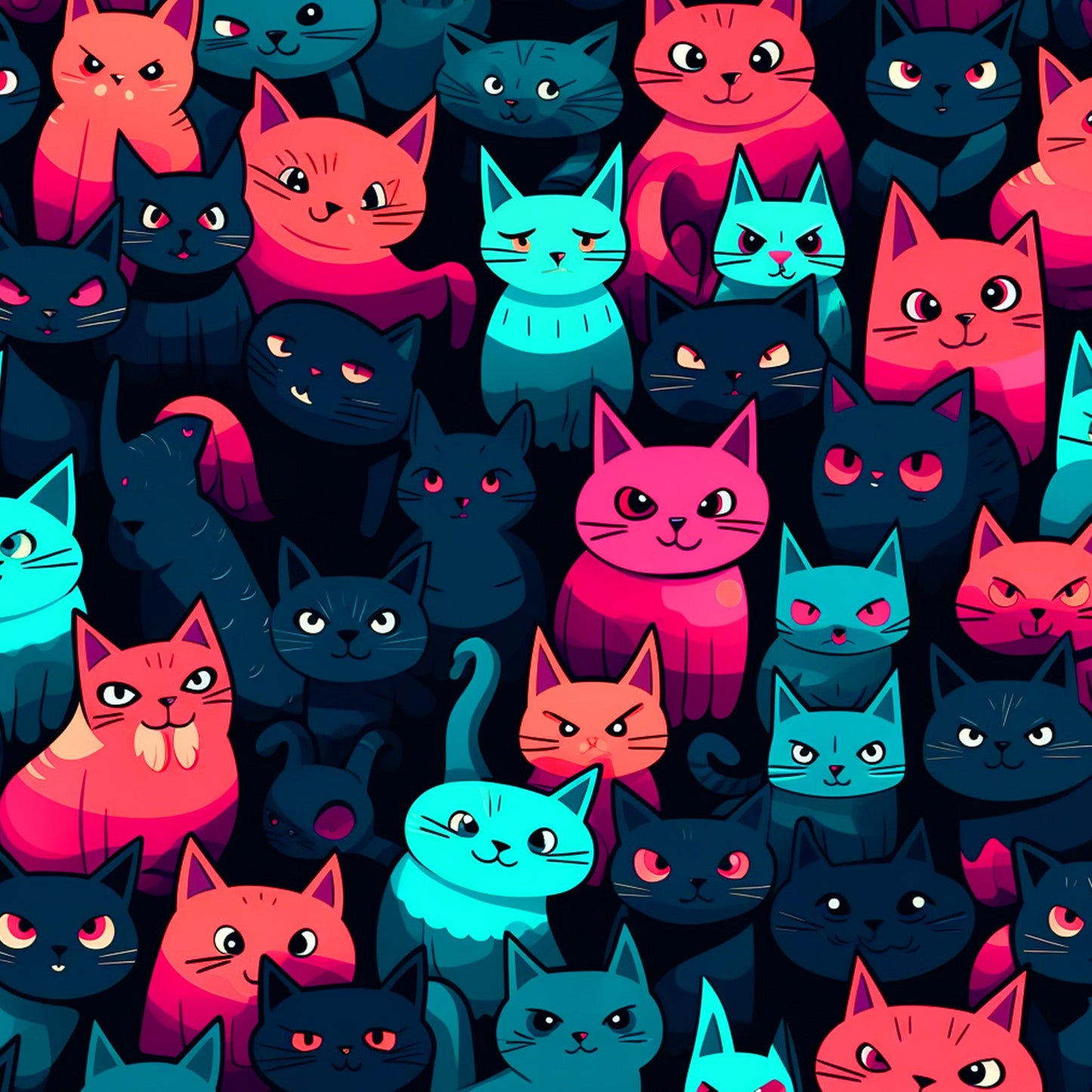 Suspicious Cats Pattern 5 Quilting Cotton Fabric