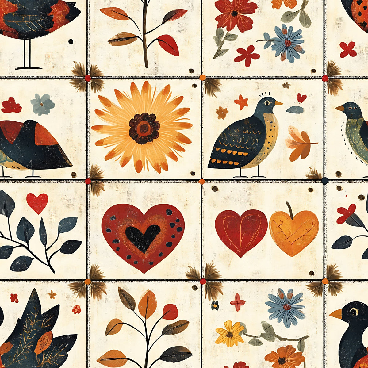Folk Harvest Pattern 11 Minky Fabric