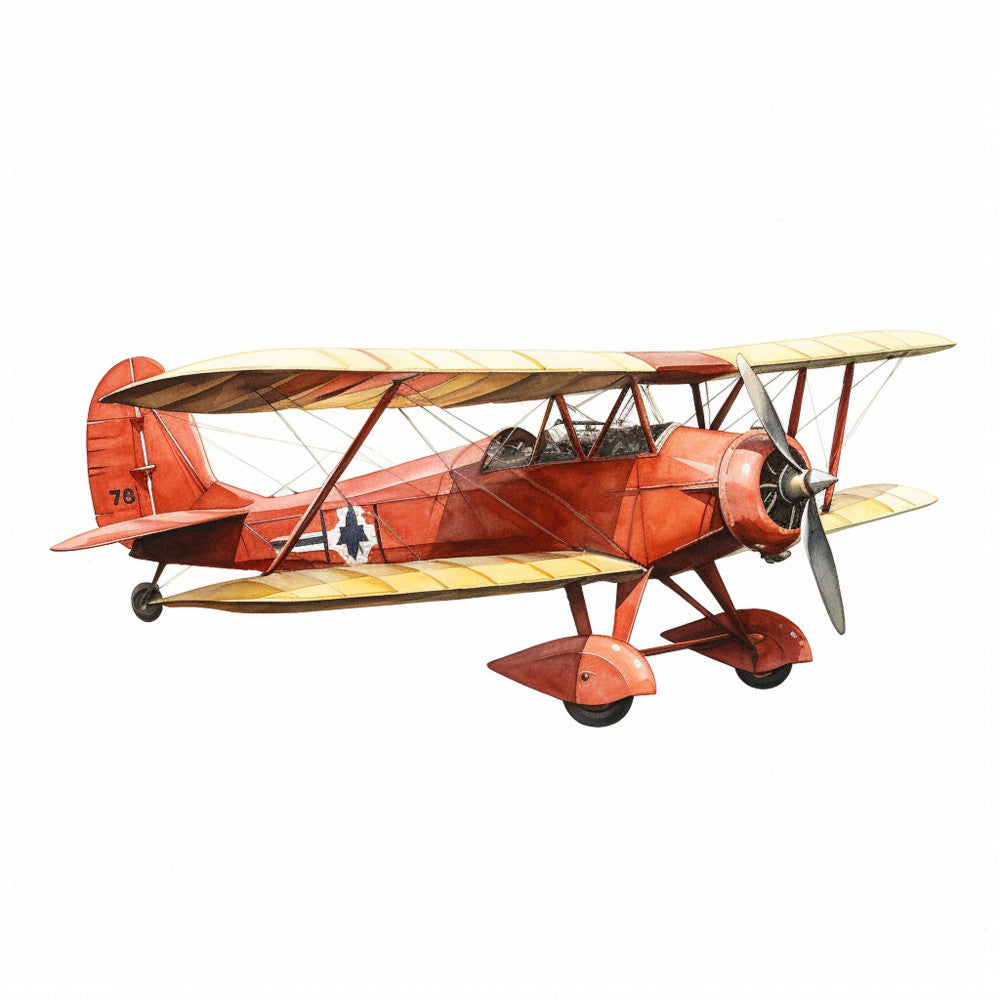 vintage airplane, biplane, aviation, red airplane, orange red, cream, tan, beige, transportation, retro, 1920s, 1930s, aviation themed, vintage travel, steampunk, mechanical, nostalgic, adventure, sky, flight, historic aircraft, propeller plane, heritage, classic, traditional, boys, timeless, explorer, journey, vehicles