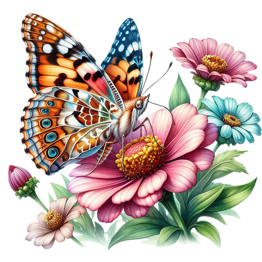 Spring Flowers and Butterflies Fabric Panel 17