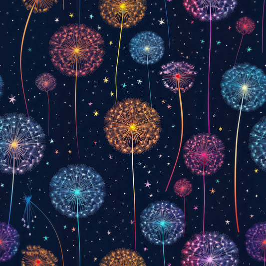 Midnight Dandelions Pattern 12 Quilting Cotton Fabric