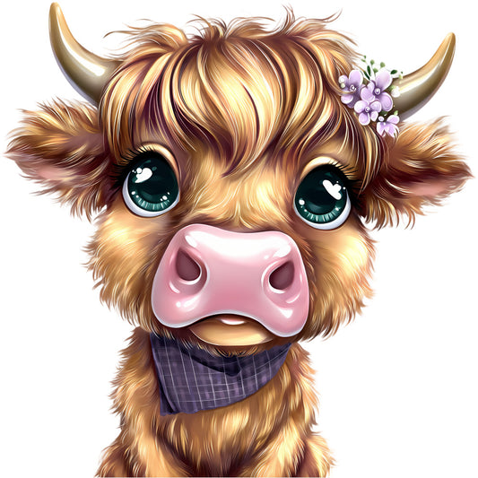 Adorable Highland Cows Fabric Panel 43