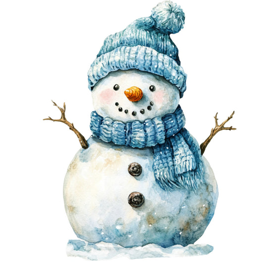 Watercolor Christmas Snowman Fabric Panel 3