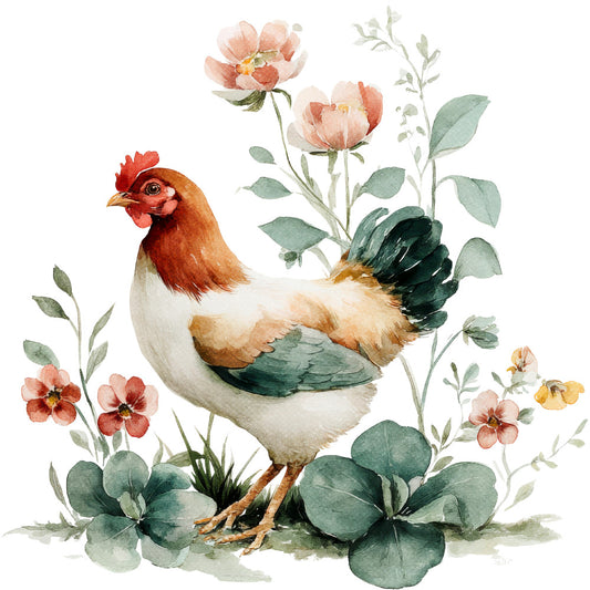 Farmhouse Chicken Decor Fabric Panel 42