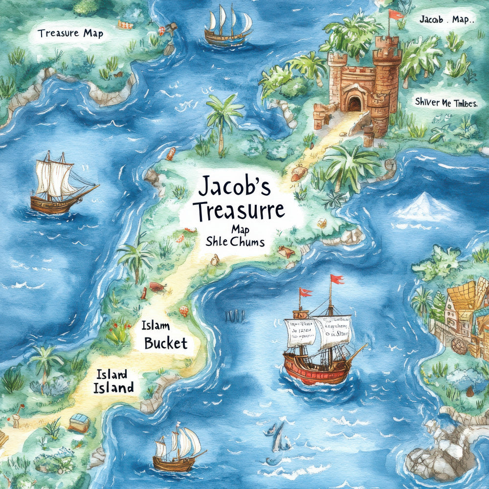 Pirate Treasure Map Fabric Panel 23