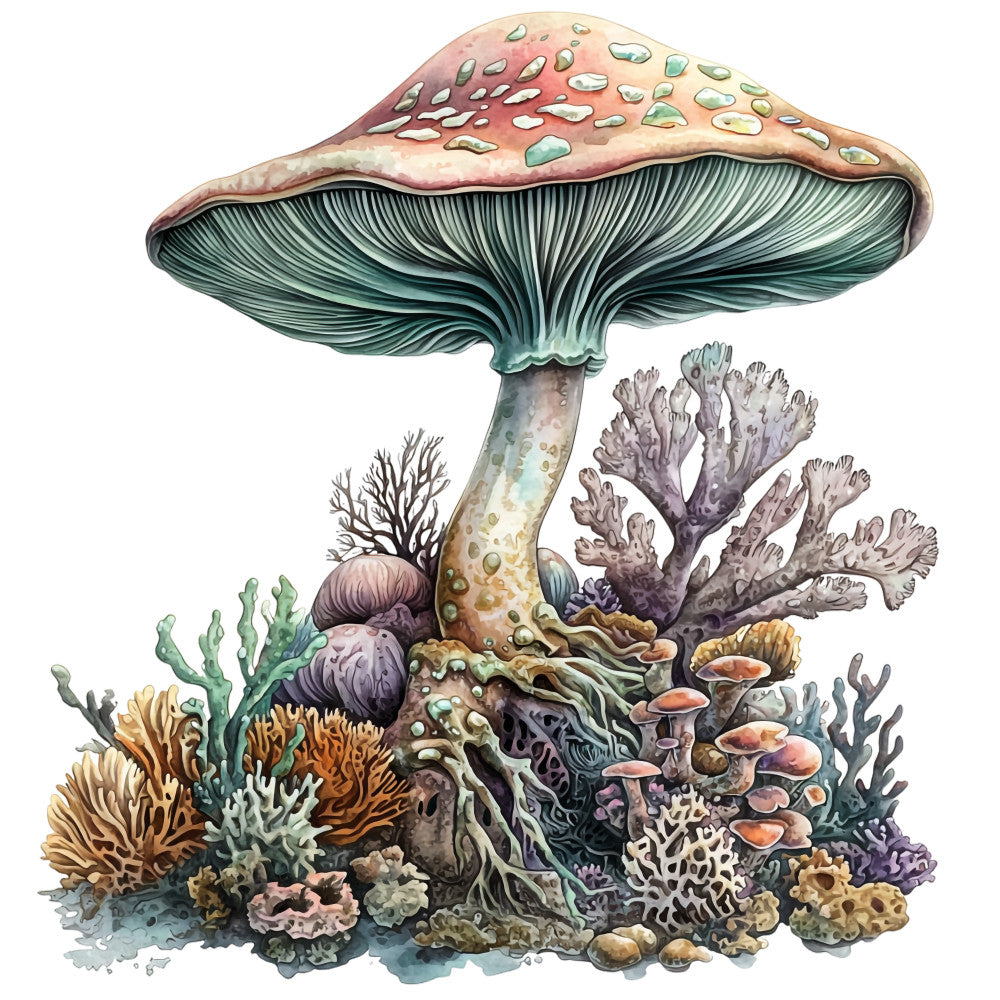 Underwater Mushrooms Fabric Panel 13