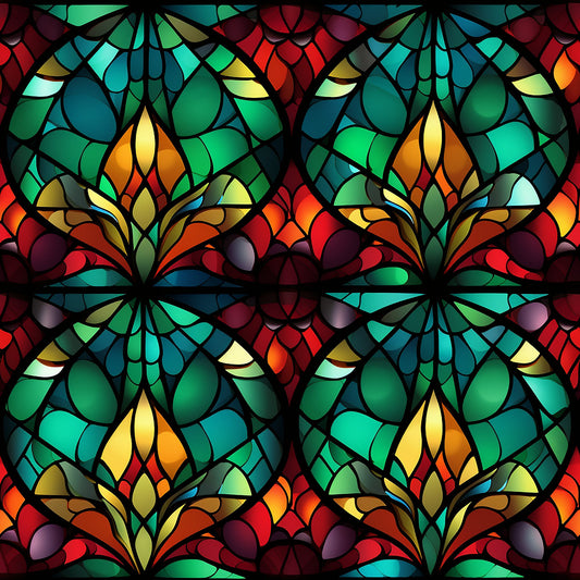 Stained Glass Christmas Pattern 12 Quilting Cotton Fabric