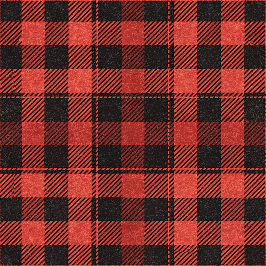 Classic Red and Black Buffalo Plaid Pattern 6 Quilting Cotton Fabric