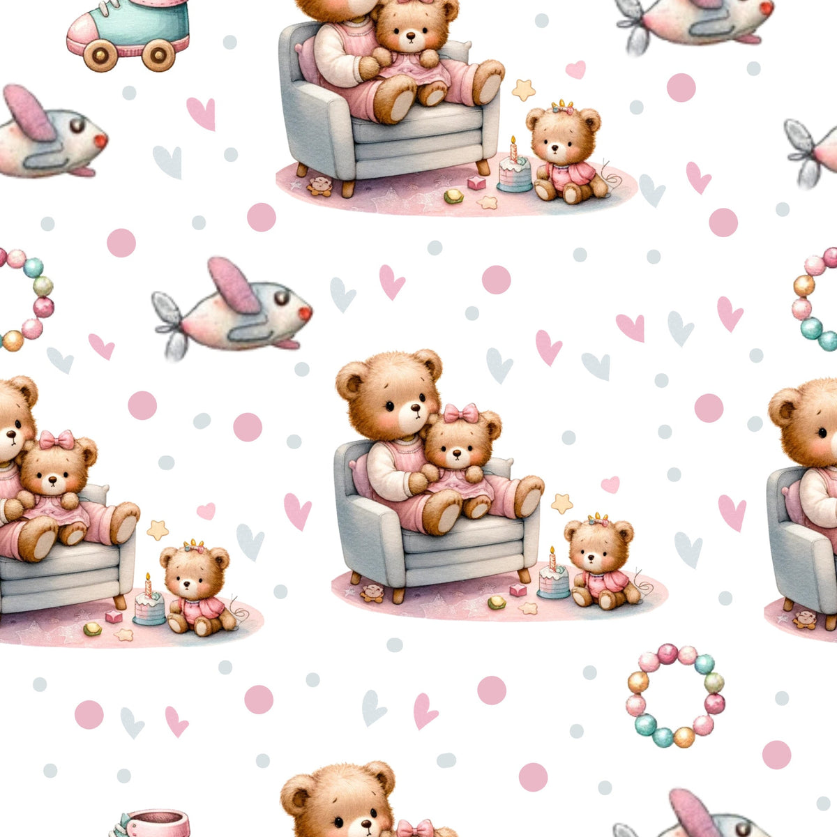 Beary Sweet Party Pattern 8 Minky Fabric