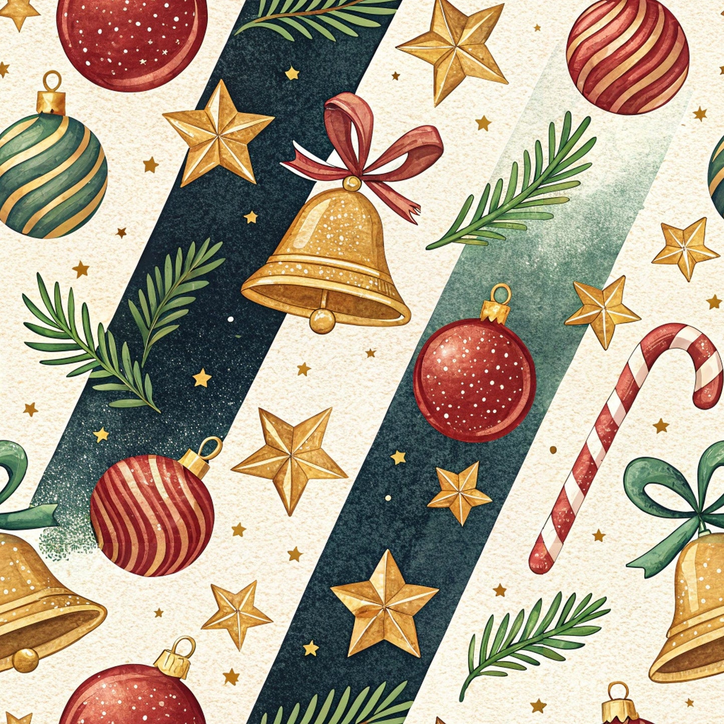 Christmas Ornaments Pattern 7 Quilting Cotton Fabric