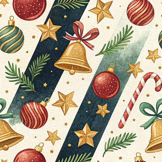 Christmas Ornaments Pattern 7 Quilting Cotton Fabric