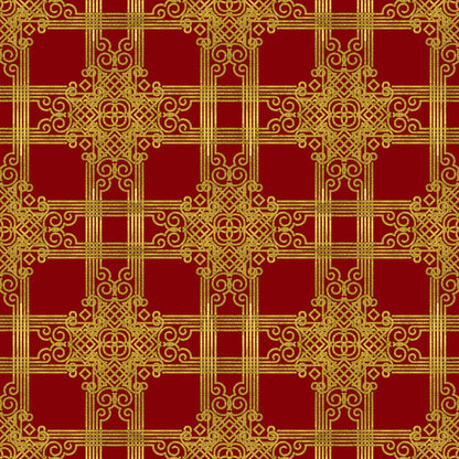 Gilded Crimson Pattern 3 Minky Fabric