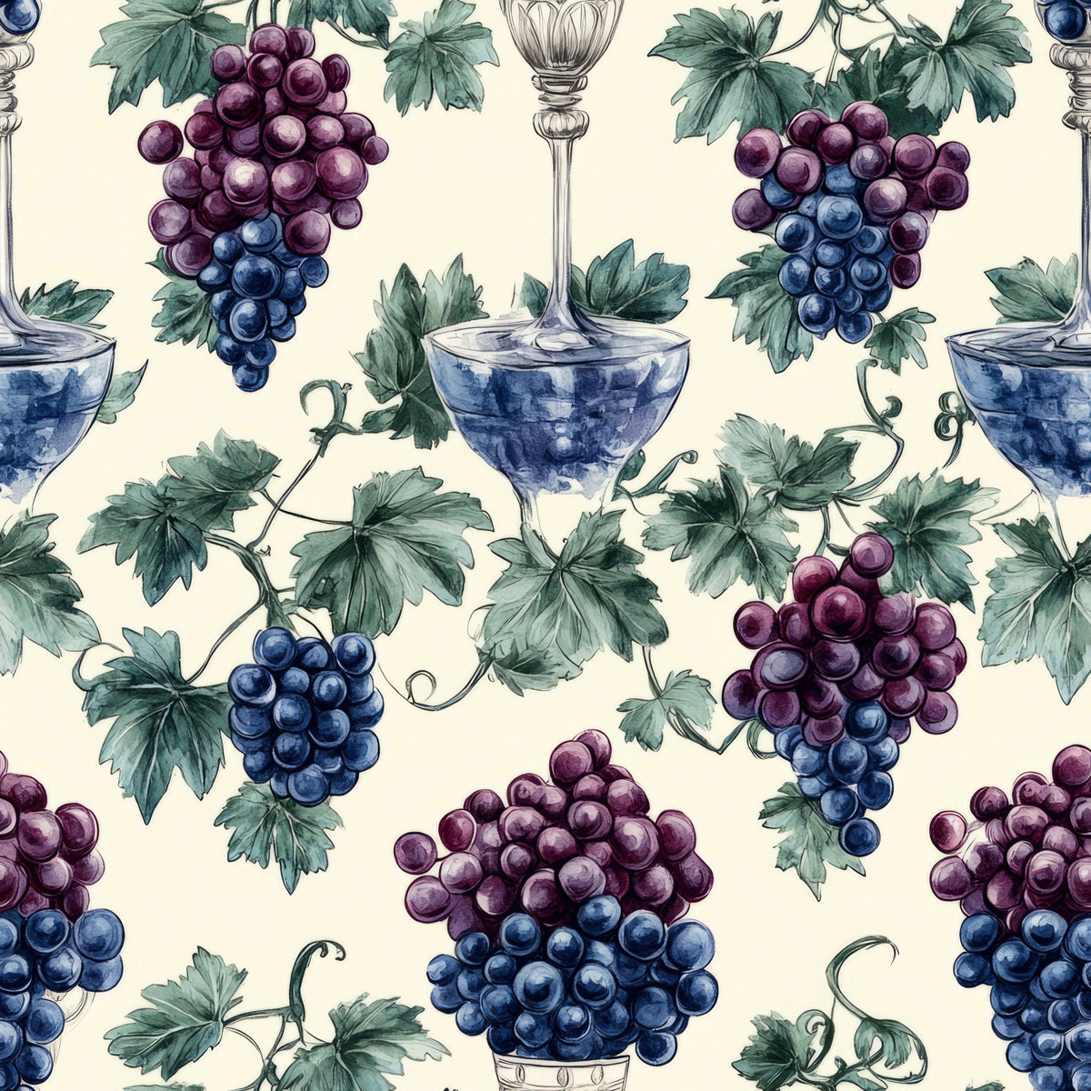Grapes and Goblets Pattern 28 Minky Fabric