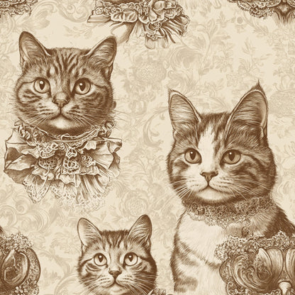 Sepia Kitten Toile Pattern 1 Minky Fabric