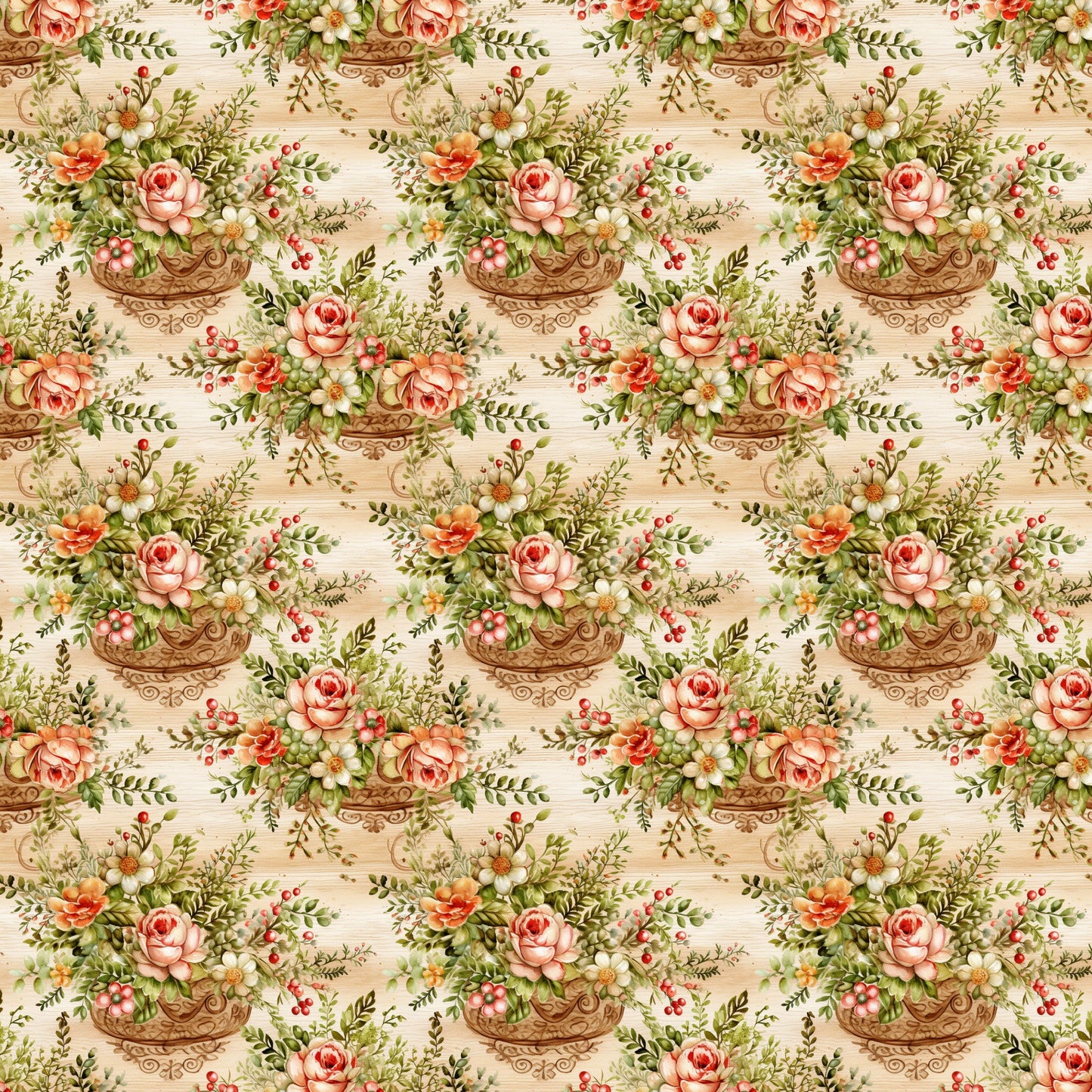 English Garden Pattern 2 Quilting Cotton Fabric