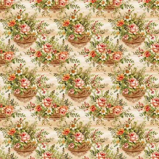 English Garden Pattern 2 Quilting Cotton Fabric