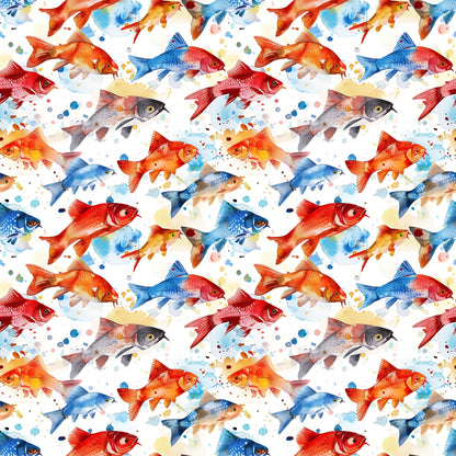 Painted Koi Pattern 18 Minky Fabric