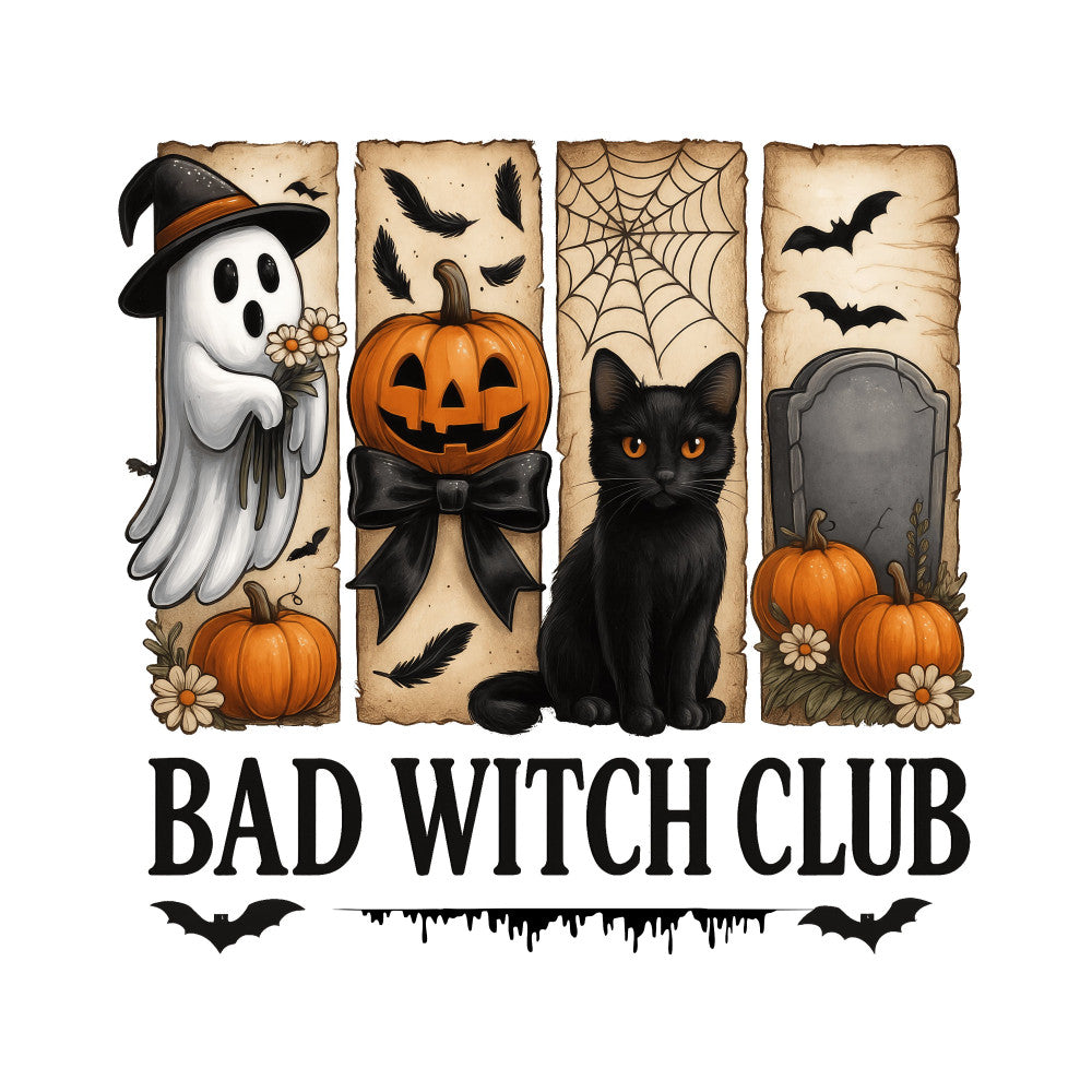 halloween, witch, black cat, ghost, pumpkin, spiderweb, bat, fall, autumn, orange, black, cream, beige, tan, whimsical, spooky, festive, scary, holiday, witch hat, jack-o-lantern, tombstone, flowers, daisies, feathers, dark, witchy, seasonal, trick or treat, all hallows eve