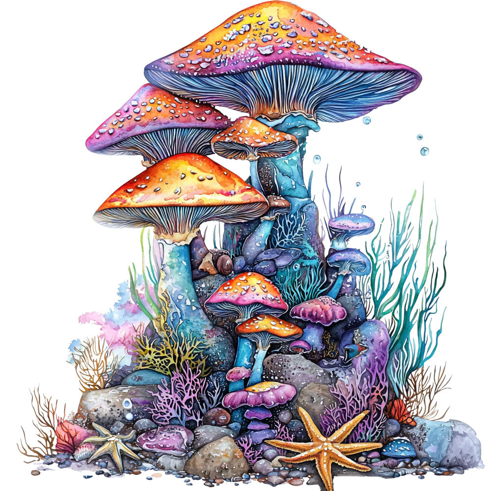 Underwater Mushrooms Fabric Panel 32