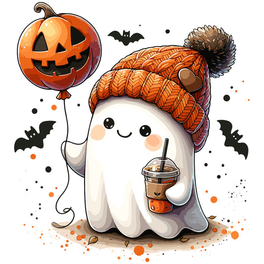 Ghost and Pumpkin Fabric Panel 1