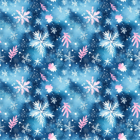 Watercolor Blue Christmas Pattern 10 Quilting Cotton Fabric