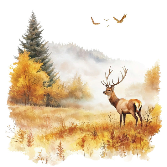 Deer in Nature Fabric Panel 30