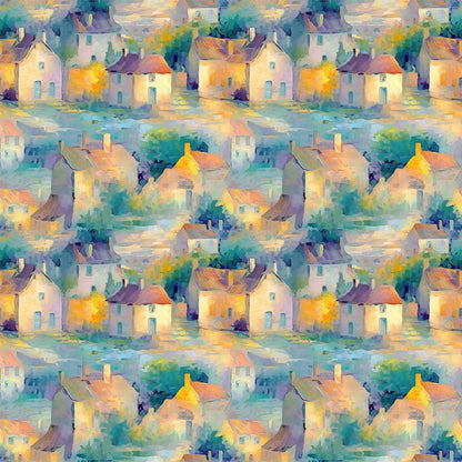 Impressionist Seaside Pattern 4 Minky Fabric
